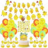 Chicken Farm Party Decorations - Happy Birthday Banner, Cute Chicken Banner, Cake Toppers, Latex Balloons, Sticker For Baby Shower, Boy Kid Birthday Supplies