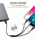 2 Pack 1FT 3 in 1 Multi Charging Cable USB C Micro USB Short Braided Charger Cord