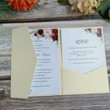 Light Gold Invitation Jacket Tri Fold Pocket Envelope Wedding Anniversary Holiday Cards Sleeve 25Pcs (Light Gold)