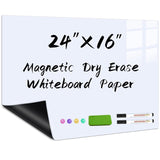 Magnetic Whiteboard Sticker For Wall, Self-Adhesive Dry-Erase Board Wallpaper, Office Home School (24" X 16")