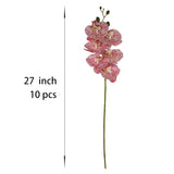 10 Pack Tickled Pink Orchid Artificial Flowers Real Touch, 27'' Artificial Fake Faux Silk Orchid Stem Bouquets For Wedding Party Home Garden Decor,Orquideas Artificiales Para Decora (10, Tickled Pink)