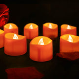 24 Pack Halloween Tea Lights, Realistic Orange Tea Candles, Battery Operated Flameless Tealights For Halloween, Fall Decorations