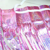 Pink Tinsel Fringe Backdrop, Sparkly Party Streamers Foil Fringe Curtains For Birthdays Bachelorette Easter Bridal Shower Dount Party Decorations - 2 Pack 3.3×8.2Ft