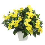 Mynse 2 Pieces Artificial Flower Impatiens For Balcony Garden Bonsai Decoration (Yellow)