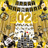 New Year 2026 Party Kit Balloons Hats Glasses Banner Photo Props Decorations