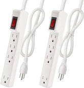 2 Pack Surge Protector Power Strip 4 Outlets 2FT Extension Cord Wall Mount White