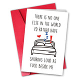 Octliff Naughty Valentine Card For Boyfriend Husband Him Her, Funny Bed Snoring Relationship Joke Gift Anniversary Greeting Card