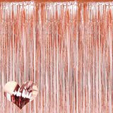 4 Pack Rose Gold Fringe Curtain Backdrop, 3.2Ft X 9.8Ft Metallic Tinsel Foil Fringe Streamers Background For Photo Booth Birthday Wedding Baby Shower Carnival Easter Mother’S Day Party Decorations