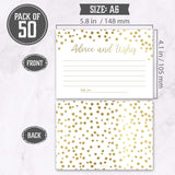 Set Of 50 Gold Advice And Wishes Cards, Perfect For The Bride And Groom, New Mr And Mrs, Baby Shower, Bridal Shower, Wedding Shower, Reception, Graduation Party, Retirement Party, Anniversary