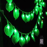 Plug In Green Leaf String Lights, 33Ft 100 Led Leaf String Lights 8 Modes Fairy Lights For Christmas Bedroom And Decorat