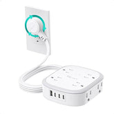 360° Rotating Flat Plug Surge Protector Power Strip 8 Outlets 4 USB Ports 3 USB C 6FT White