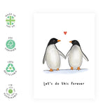Valentines Day Card - Wedding Anniversary Card For Couple - Let'S Do This Forever - Penguin Valentines Day Card For Husband Wife Fiance - Love Card For Her Him Boyfriend Girlfriend