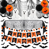 Halloween Party Decoration Kit: Ghost Banner, Creepy Cloth & Bat Stickers
