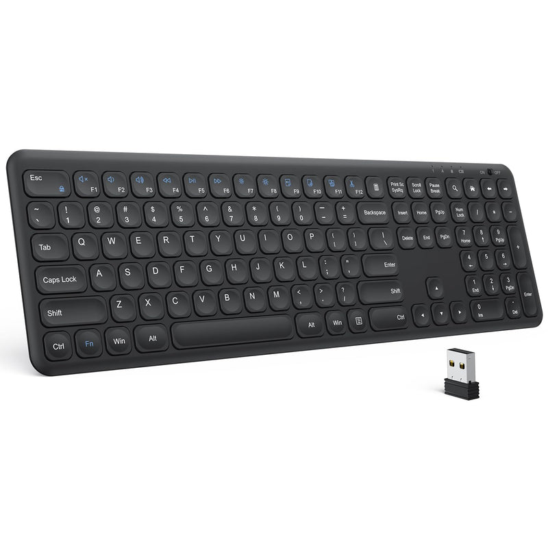 OMOTON Wireless Keyboard, 2.4G Silent Computer Keyboard, Ultra Slim Full Size