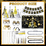 212pc New Year’s Eve 2026 Party Supplies Kit for 60 Guests Hats Glasses Favors
