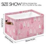 Christmas Tree Pink Storage Basket Fabric Kitchen Baskets Winter Snowflake Xmas Decorations Open Home Storage Bins Boxes Foldable Organizer Bag For Toy Book Shelf Closet Baskets 16×12×8 Inches