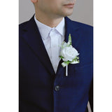 White Green Corsage And Boutonniere Set, Prom Wedding Homecoming Wrist Corsage Wristlet And Boutonniere Set For Grooms Groomsmen Guest Bridal Bridesmaid Artificial Flower Suit Decoration