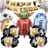 25 Pcs Space Party Kit with Banner, Alien Foils & Balloons