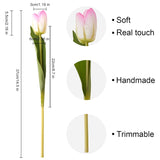 20Pcs Artificial Tulips Real Touch Faux Flower Moisturizing Tulips For Photography Ornaments Home Garden Wedding Party Decor Fake Flowers (Pink Green)