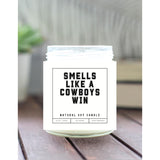 Smells Like A Cowboys Win Sports Candle - Scented Soy Wax Candle (8.0 Oz) 50-60 Hour Burn Time, Cotton Wick, Frosted White Glass Jar (Vanilla)