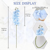 Light Blue Orchids Artificial Flowers 6Pcs Silk Orchids 35" Fake Orchid Stems Artificial Orchid That Look Real For Wedding Home Table Centerpieces Decor(Light Blue)