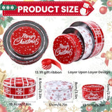 3 Pack Christmas Cookie Tins With Lids Round Christmas Tin Containers With Gift Ribbon Large Medium Small Xmas Metal Nesting Containers Festive Cookie Tins For Gift Giving Holiday Treats