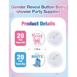 40 Pcs Gender Reveal Button Pins, Funny Team Boots Or Bows Button Pins, Baby Shower Party Baby Clothes Buttons Badges, For Gender Reveal Party Game Supplies