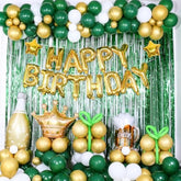 145pcs Green & Gold Birthday Decorations with Garland, Banner Foil Balloons