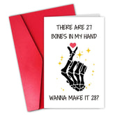 Funny Valentines Day Card For Girlfriend Wife, Rude Valentine’S Day Card For Women Her, There Are 27 Bones In My Hand Wanna Make It 28