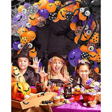 126 Pcs Halloween Balloon Garland Arch Kit, Eye Balloons With Spider Web, Bats, Purple Orange And Black Balloons For Halloween Birthday Supplies Halloween Party Decorations