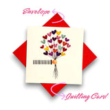 Handmade Quilling Love Card With Heart Balloons In Hand Romantic Design For Her Birthday Anniversary Valentine Keepsake Gift