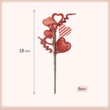 6 Pcs Valentine'S Day Decorative Stems, Handmade Fade-Resistant Red Artificial Flower Stems For Diy Wreath, Table Centerpiece, Wedding & Party Decor, Romantic Home Decorations