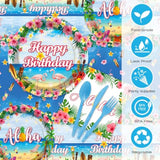194Pcs Hawaiian Aloha Decorations For Happy Birthday Party Plates, Cup, Napkin, Tablecloth, Tableware, Summer Beach Holiday Party Birthday Party Supplies Plates Serve 24 Guests