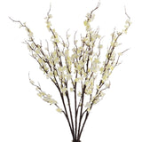 Artificial Cherry Blossom Branches 5Pack 39" Faux Flower Stems For Home Wedding Decor (5, White)
