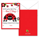 Love Bug Themed Valentines - 25 Pack With Envelopes