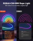 16.4FT RGBAICW Neon Rope Lights Alexa Google App Control Warm Cool White LED Strip