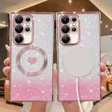 Cute Pink Glitter Heart Case for Samsung Galaxy S22 Ultra