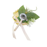 4 Pcs Rose Boutonniere Corsage Boutonniere For Men Wedding, Ceremony Anniversary, Dinner Party Artificial Flower Boutonniere, Yellow