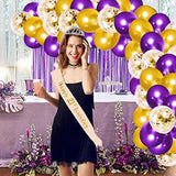 Luedou Purple Gold Balloon Garland Arch Kit, Pearl Gold Purple Confett