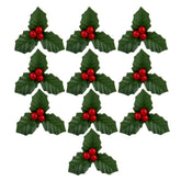 10Pcs Christmas Holly Berries Faux Berry Flowers With Leaves Xmas Berry Picks Wreath Branches Christmas Vase Fillers, Artificial Flowers