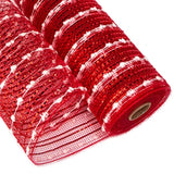 Snowball Red Metallic Mesh Ribbon, Deco Mesh 10 Inch X 30 Feet(10Yard)