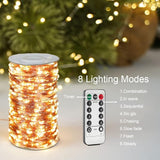 66FT 200 LED Plug In Fairy Lights Warm White Waterproof Copper Wire String Lights with Remote for Bedroom Christmas Tree Wedding Party Indoor Outdoor Decor