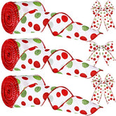 3 Rolls 18 Yard Wired Ribbon Glitter Burlap Ribbon With Wired Edge Red