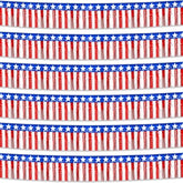 6 Pack 10 Feet Foil Fringe Garland Metallic Tinsel Streamers Banner Wall Hanging Backdrop Banner For Parade Floats, Thanksgiving, Christmas, Birthday, Halloween Party Decorations White Red Blue