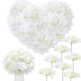 200 Pcs Hydrangea Artificial Flowers, Silk Flower Heads With Stems, Fake Hydrangea Bouquet For Wedding Arch Centerpiece Diy Floral Home Decoration (White)