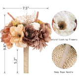 Wedding Bouquets For Bride Bridesmaid Artificial Peony Flower Bouquet Romantic Bridal Bouquet For Wedding Party Church Home Decoration (Orange Pink Tones)