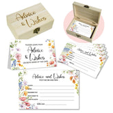 50Pcs Flower Wedding Advice Cards For Bridal Shower Games, Wildflower Advice And Wish Cards Box For The Mr And Mrs Bridal Shower Decorations