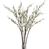 5Pcs Silk Cherry Blossom Branches 39'' Artificial Flowers Faux Cherry Blossom Stems For Vase Summer Spring Wedding Decor (5, White)