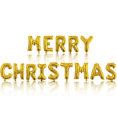 Gold Merry Christmas Balloons - 14Pcs Xmas Party Decor Set With Banners & Letters