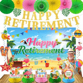 23Pc Luau Hawaiian Retirement Party Decor Set – Tropical Banner, Swirls, Fans & Centerpieces